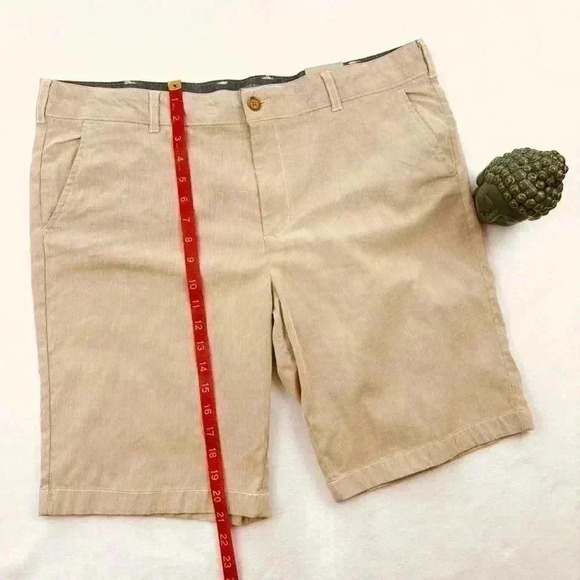 NWT G.H. Bass Co Tan Pinstripe Stretch Long Bermuda Chino Walking Short Size 14 - Picture 14 of 14